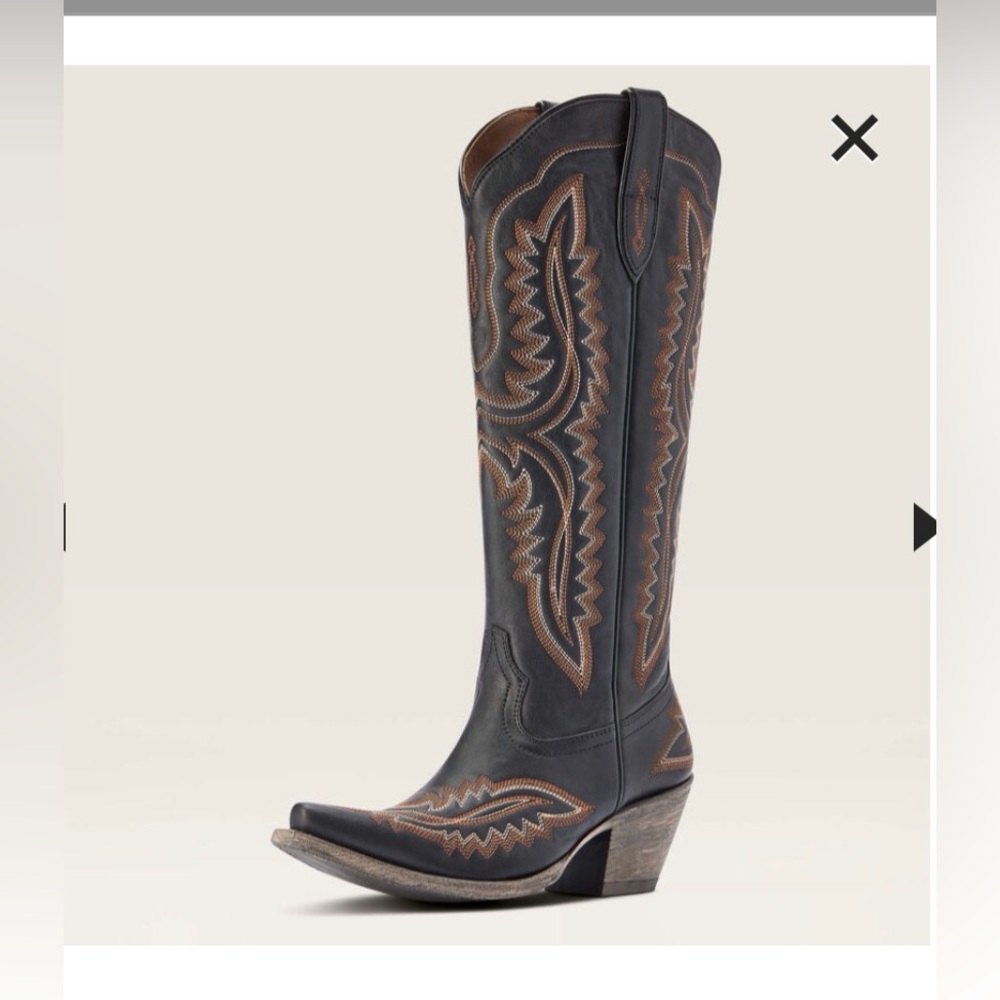 Ariat- Casanova Western  Leather Boot-- Black with Brown Stitching Woman size 10